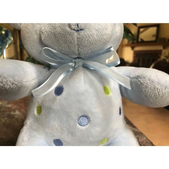 Carters Just One Year Blue w dots Teddy Bear Musical Pull Crib Toy Plush 11" NWO - Picture 2 of 10